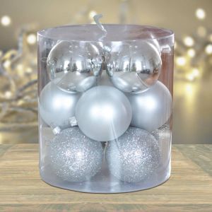 Kerstballen zilver onbreekbaar 7cm