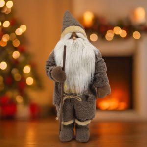 Kerstman Taupe met Wandelstock 80 cm Studio